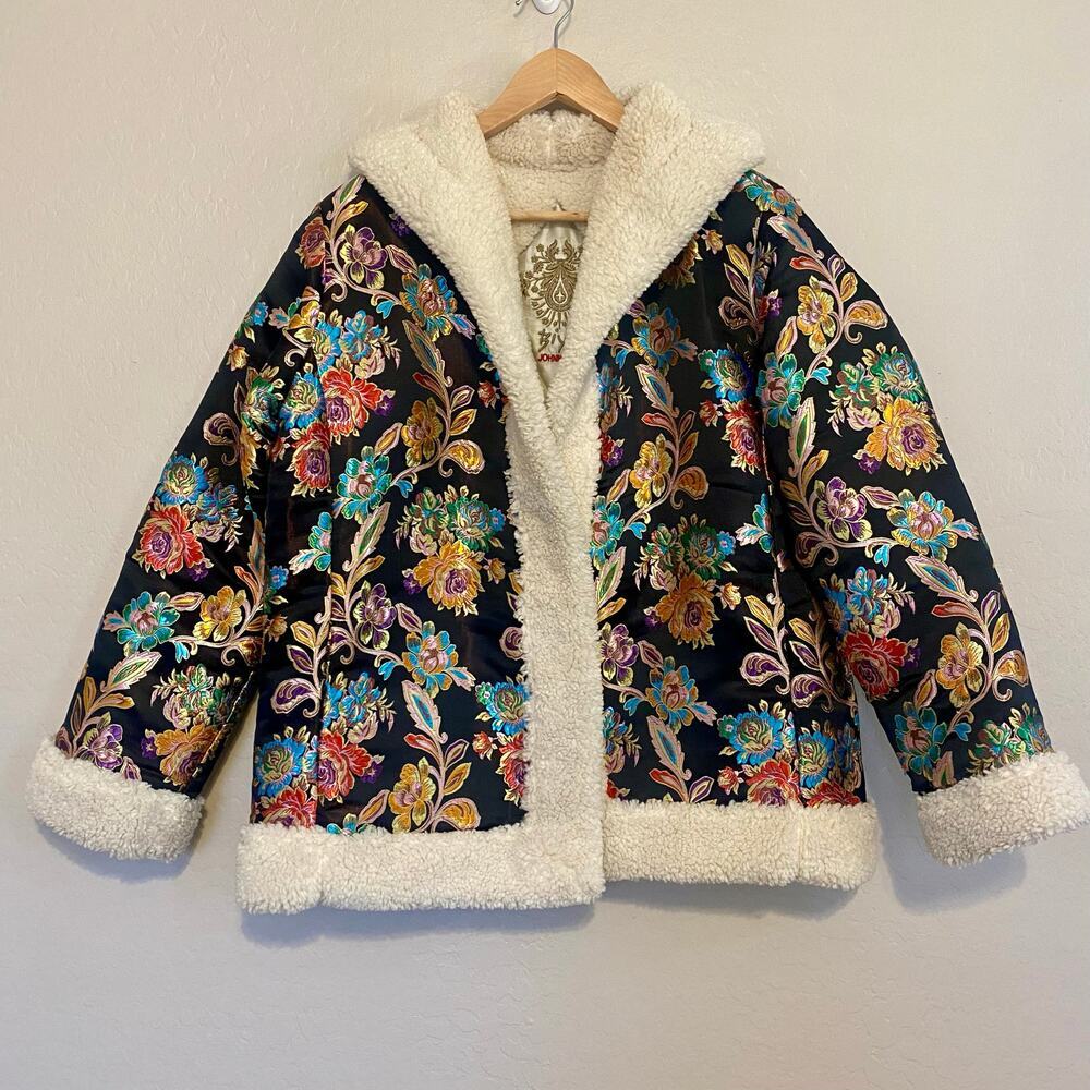 Johnny Was Sofie Jacquard Coat Womens Size Medium Embroidered Sequin Asian Tiger - Picture 4 of 10
